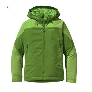 Patagonia Womens M Green Primaloft Windstopper Insulated Hooded Jacket Coat